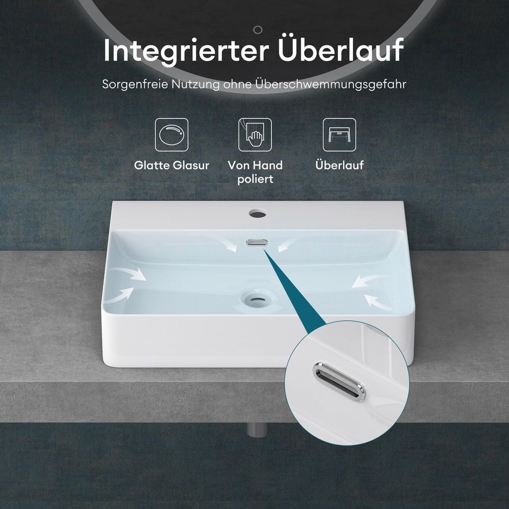 Mai & Mai Aufsatzwaschbecken Waschtisch Weiß glänzend aus Produktbild 4