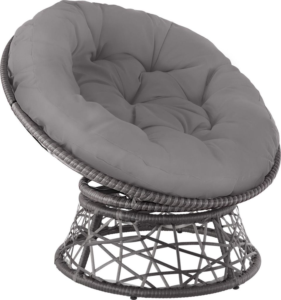 Fauteuil papasan en rotin Gargano rotatif - gris Image du produit 