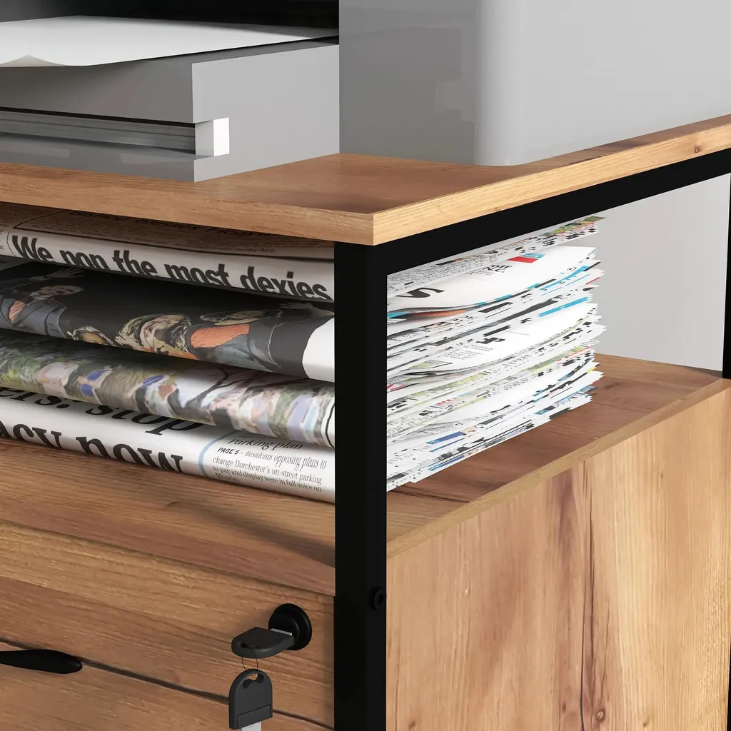 Caisson de bureau verrouillable à roulettes style industriel vintage