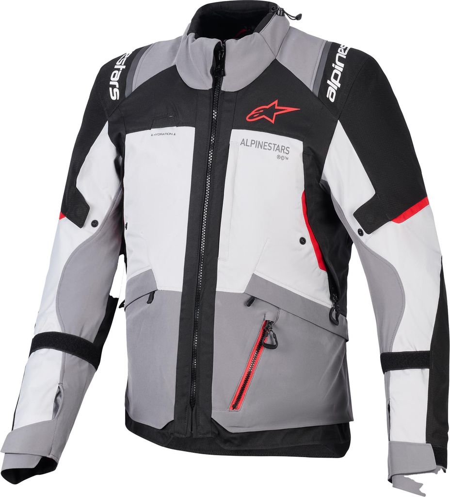 Alpinestars Andes V4 Drystar wasserdichte Motorrad Textiljacke, grau/rot, 4XL