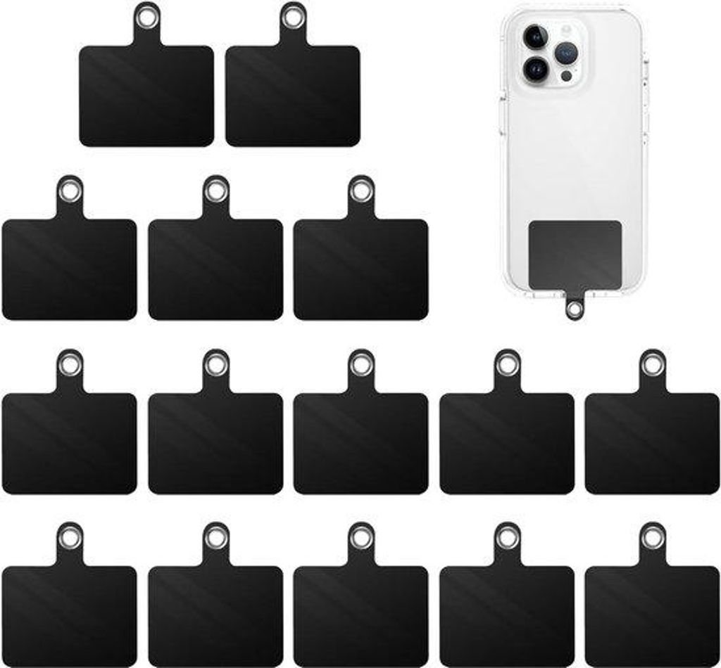 Telefonhüllen-Set - Telefonkette-Accessoires - Telefonlanyard-Patches - Telefonhülle-Adapter - Telefonkabel-Accessoires - Schwarz - 55 x 52mm