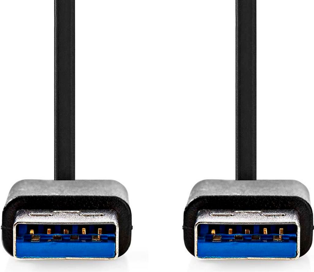 Nedis USB-Kabel - USB 3.2 Gen 1 - USB-A Stecker - USB-A Stecker - 18 W - 5 Gbps - Vernickelt - 1.00 m - Rund - PVC - Schwarz - Label