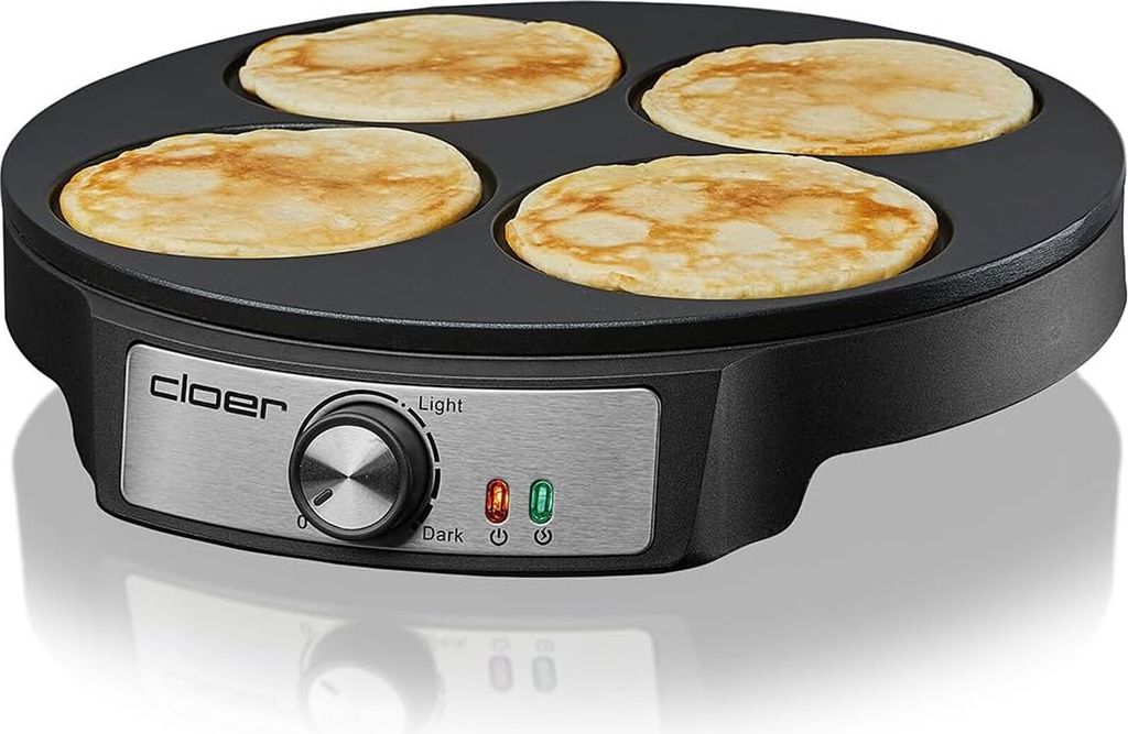 Cloer 6625, voor 4 pannenkoeken/flapjes, zwart, 11 cm, Productafbeelding 