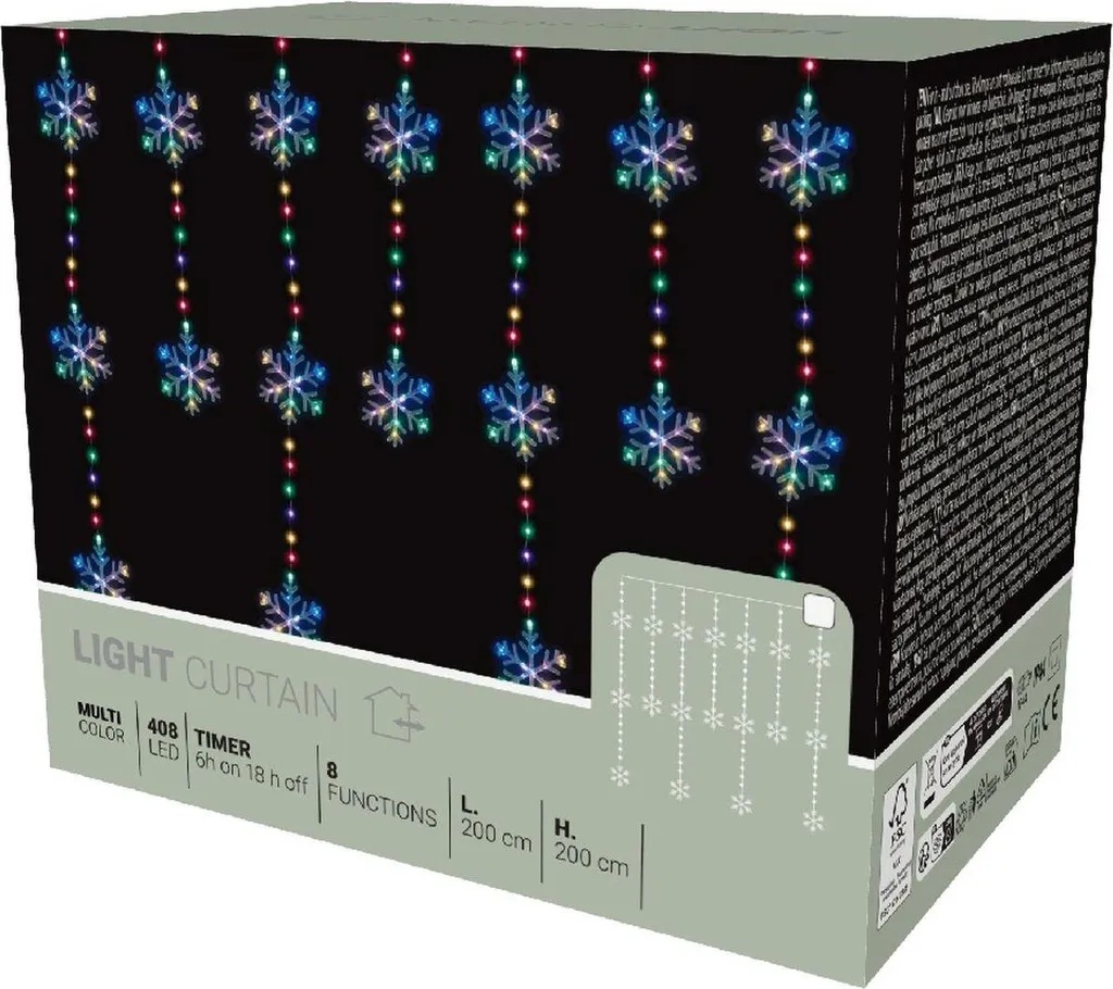 Illuminer une vitrine avec le rideau lumineux 2x2m flocons de neige