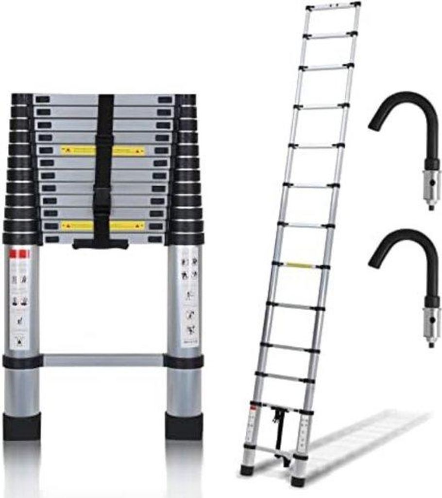 Aluminium Telescoopladder Zweisäulige Umpolsterbare Leiter in Silber