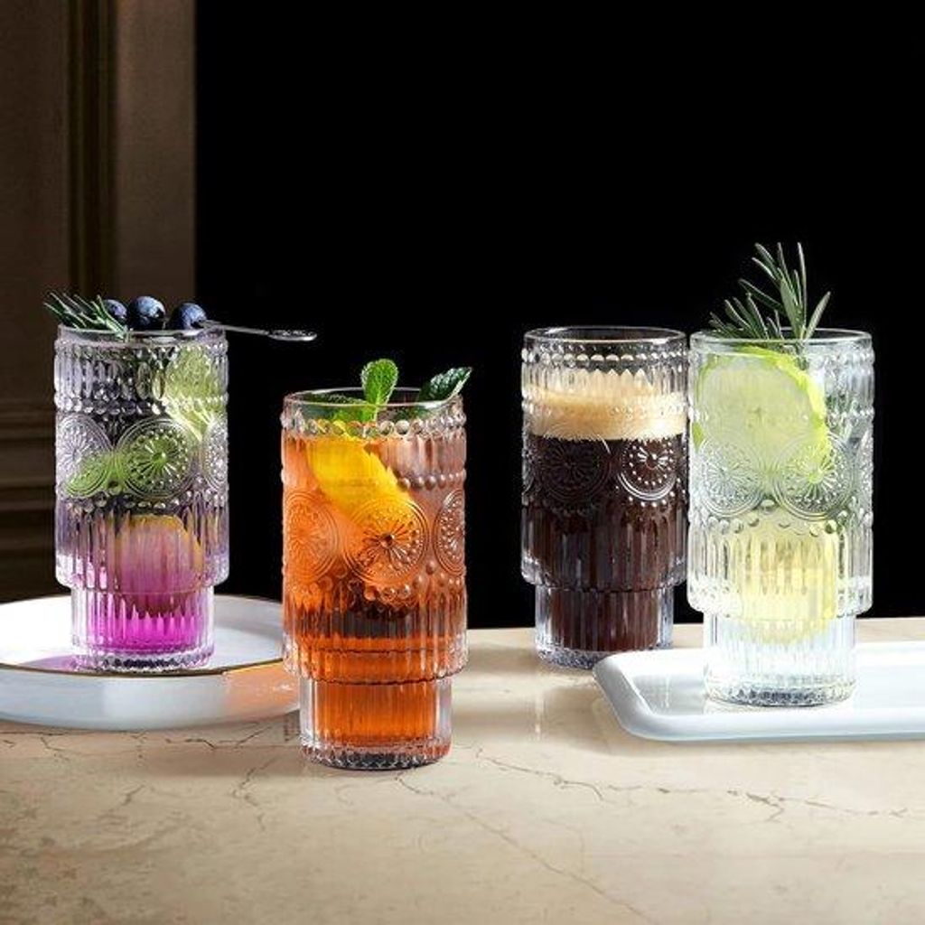 Glasset 340 ml - Set van 4 - Hochballgläser - Für Wasser, Saft, Bier und Cocktails verschiedene Cocktailgläser