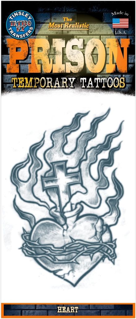 Brennendes Herz Klebe-Tattoo - Fasching Halloween Karneval