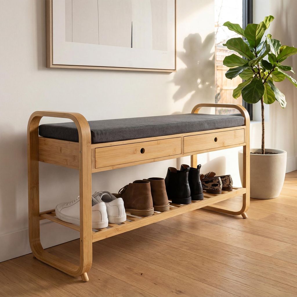 riess-ambiente Schuhbank ZEN-BO 100cm natur grau massiver Produktbild 