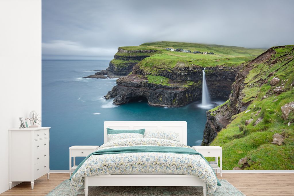 MuchoWow Fototapete für Wohnzimmer oder Schlafzimmer Wandtapete Vinyl Motivtapete Färöer Inseln Island - 525x350 cm - Das Hintergrundbild