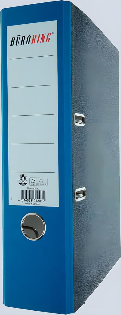 Büroring Ordner, DIN A4, Wolkenmarmor, 80 mm, breit, geklebtes Rückenschild, blau