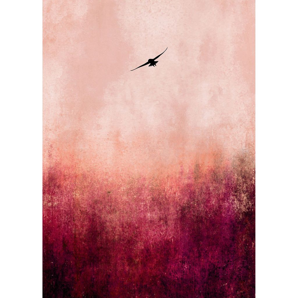 Tadessi Fototapete | Vögel | 2.00 m x 2.80 m | Rosa | Schwarz | Wandbild | Digitaldruck
