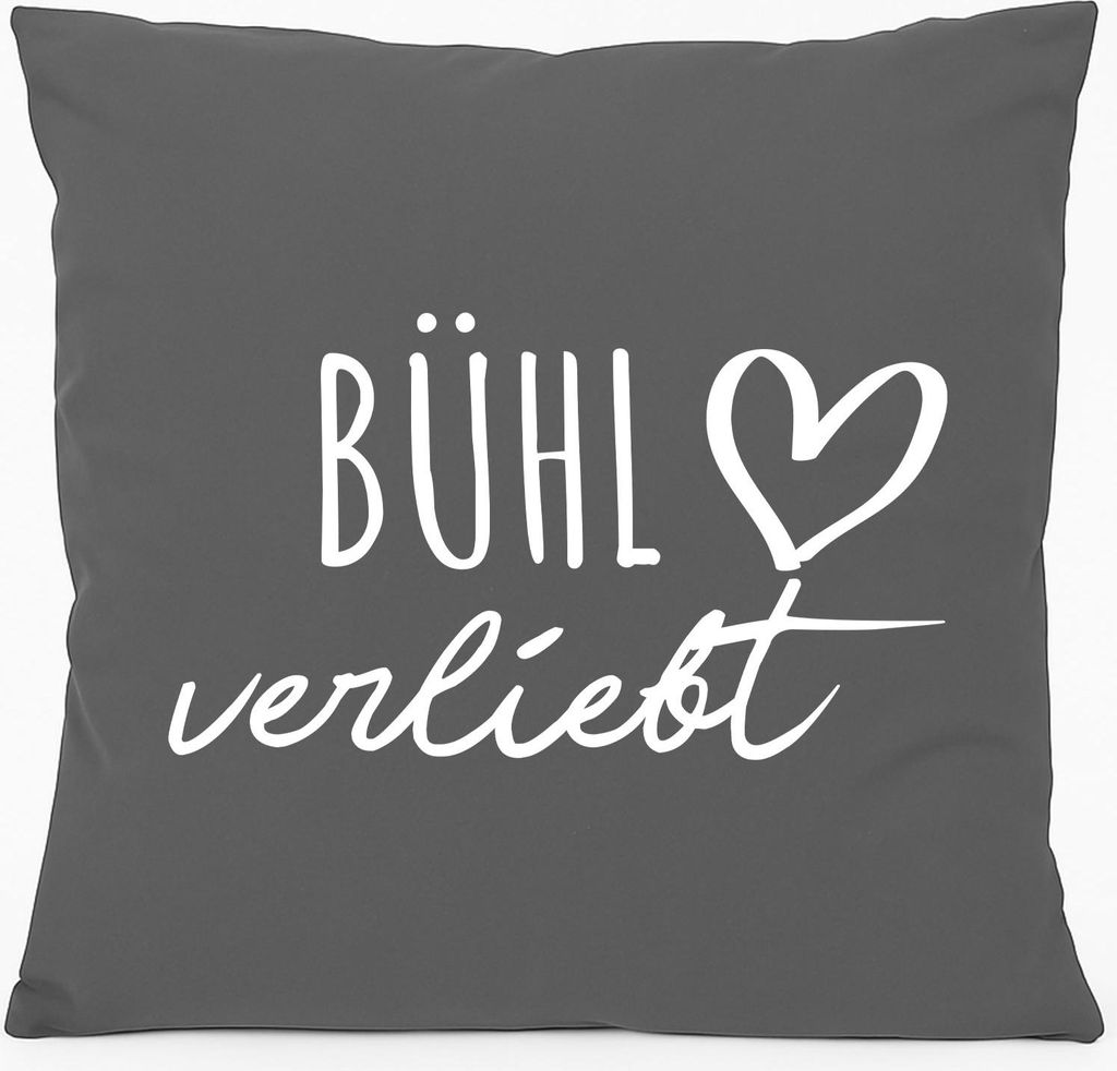 Huuraa Kissen Bühl verliebt 40x40cm mit Füllung Steel Grey Baumwolle Dekokissen Geschenkidee