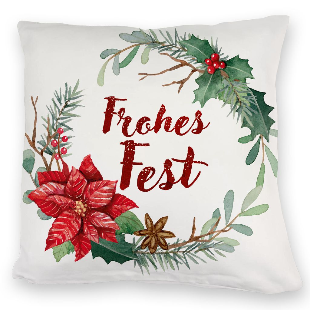 Frohes Fest Weihnachtskranz Kuschelkissen