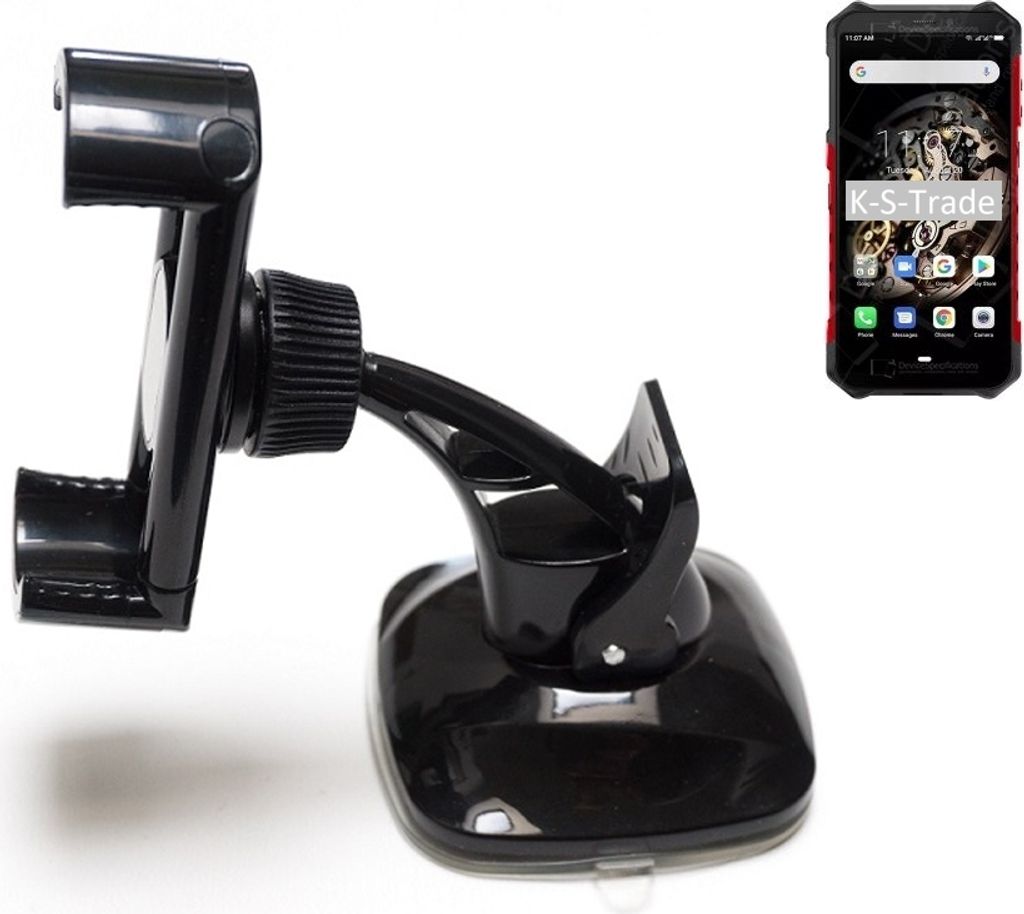 K-S-Trade kompakte Handy-Halterung Windschutzscheibe kompatibel mit Ulefone Armor X5 Armaturenbrett schwarz Autohalterung KFZ Halter