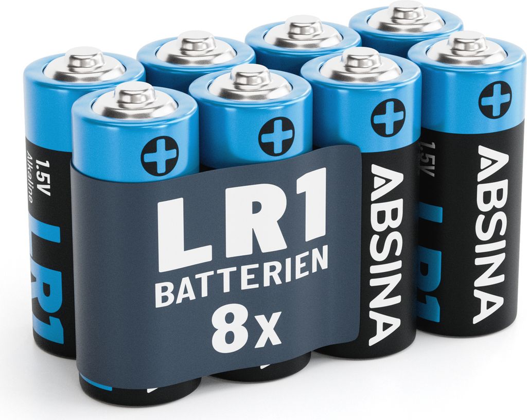 ABSINA 8x Batterie LR1 N Lady für Garagentoröffner, Taschenrechner u.v.m. - 1,5V Alkaline auslaufsicher, lange Haltbarkeit