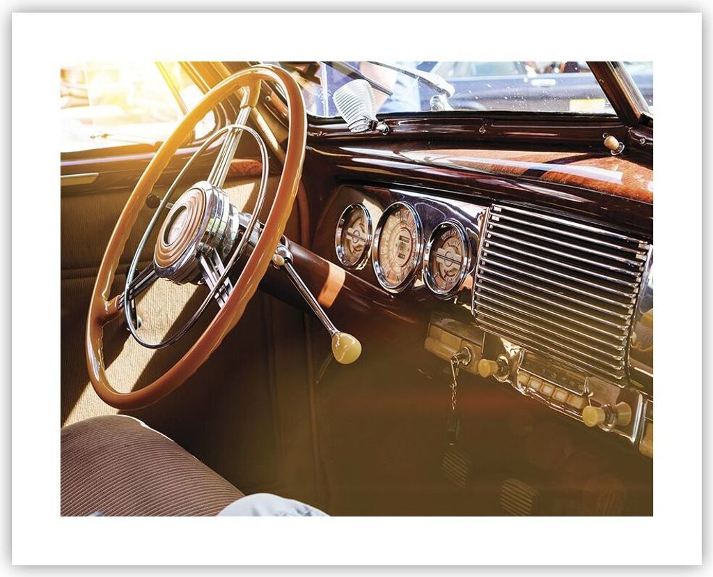 Poster - Poster ohne Rahmen - Auto Retro Vintage - 50x40 cm - Wand Bild - Wanddeko - Wandbilder - Kunstposter - Wandposter - Bilder - Kunstdruck - ...