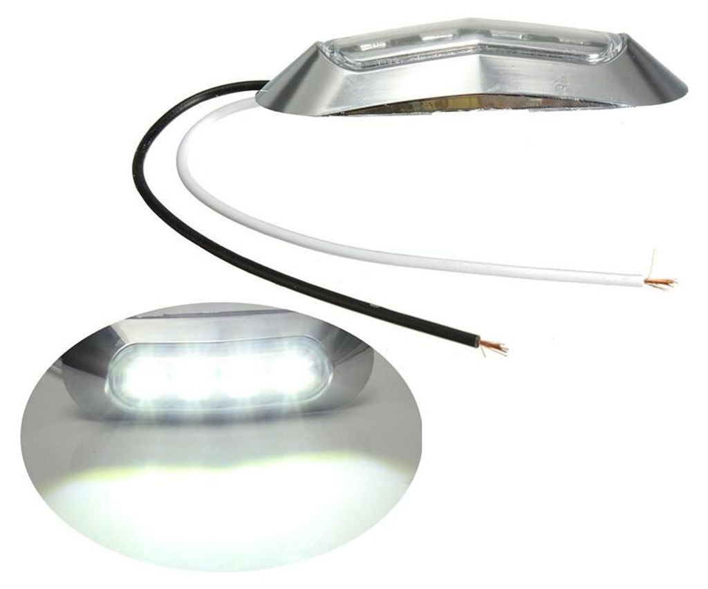 Weiße LED-Positions- und Markierungsleuchte, 4 LEDs, verchromter Rahmen - 12 V