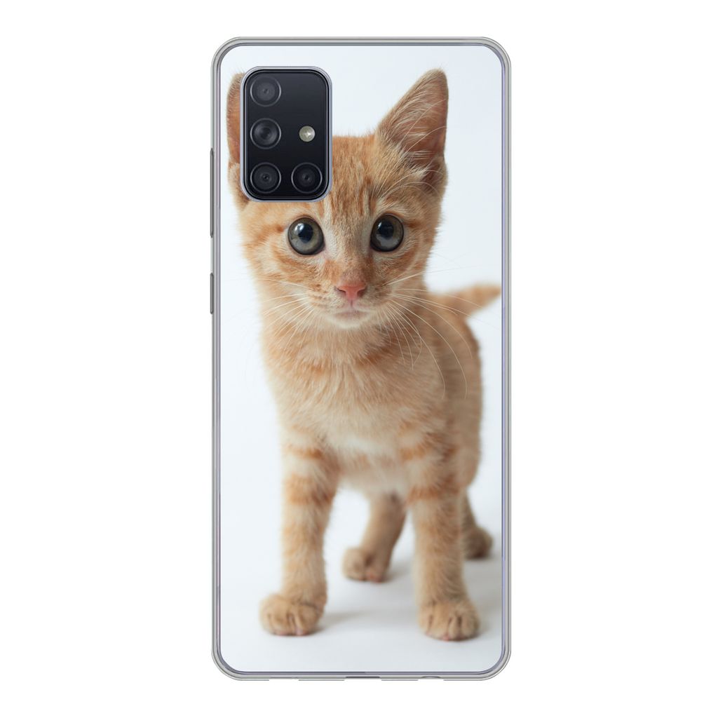 MuchoWow Handyhülle Schutzhülle Hülle für Samsung Galaxy A51 5G Katze - Rot - Kätzchen - Mädchen - Kinder - Jungen - Kind Silikon Softcase ...
