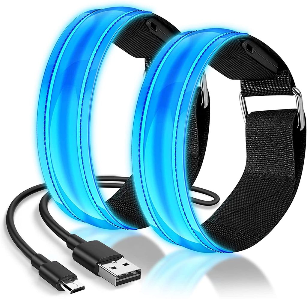für Nachtlaufen 2 Stück USB-Armband wiederaufladbar leuchtendes LED-Armband 