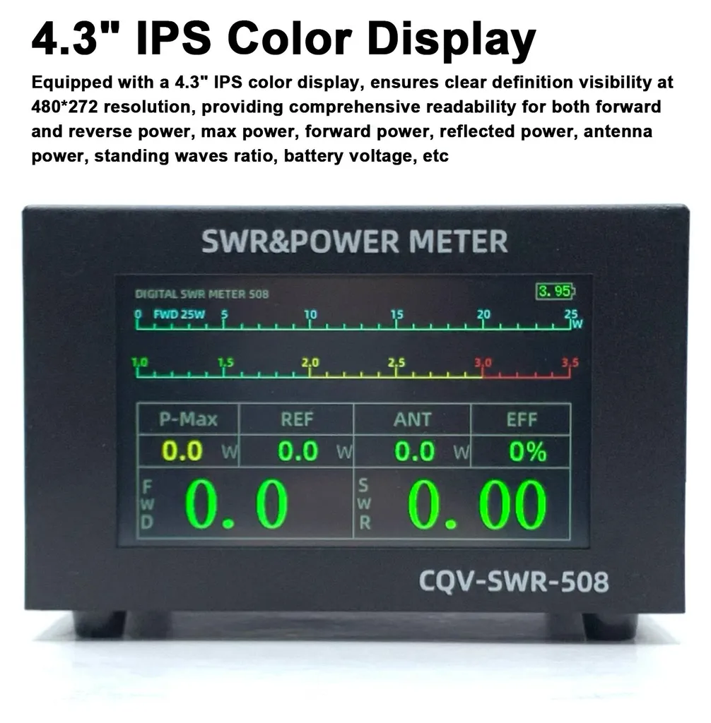Contrôleur SWR 200W pour Radioamateur 1.8-54Mhz avec Grand Écran Couleur