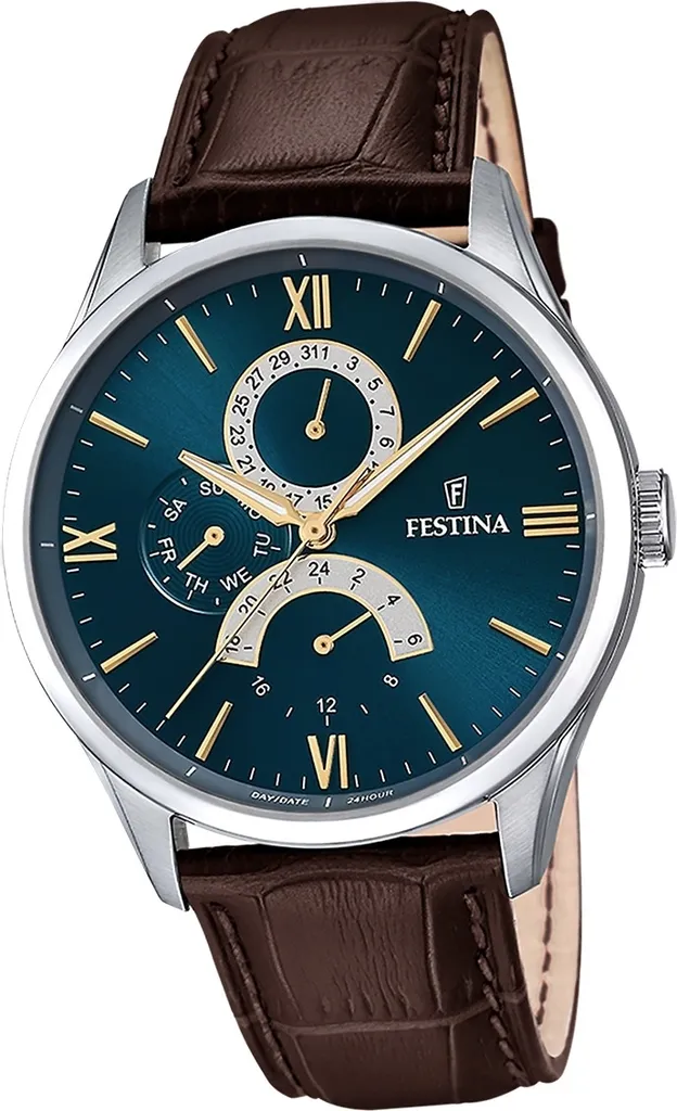 Festina F16823/A Orologio Uomo Retro Cinturino Pelle Marrone - Elegante
