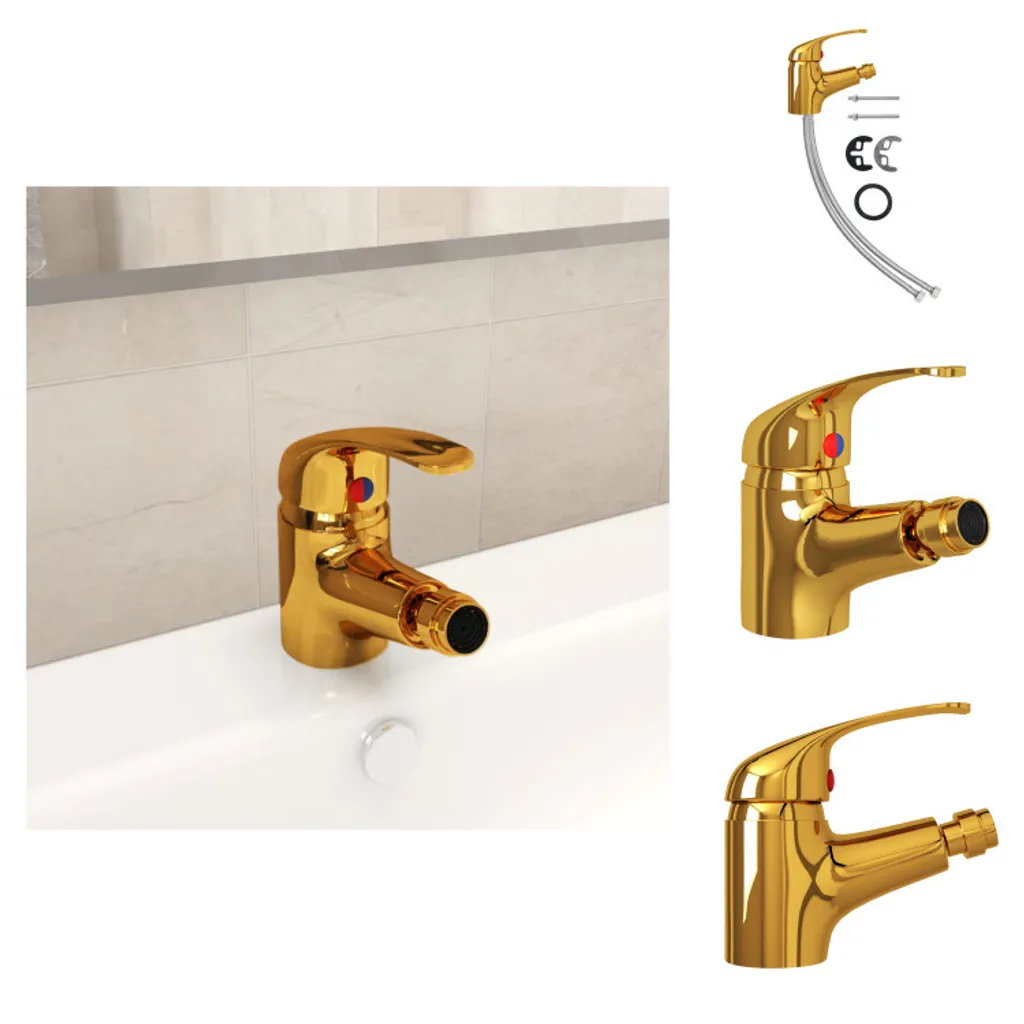 Miscelatore Bidet Oro vidaXL 13x12 cm | Rubinetteria Bagno Dorata