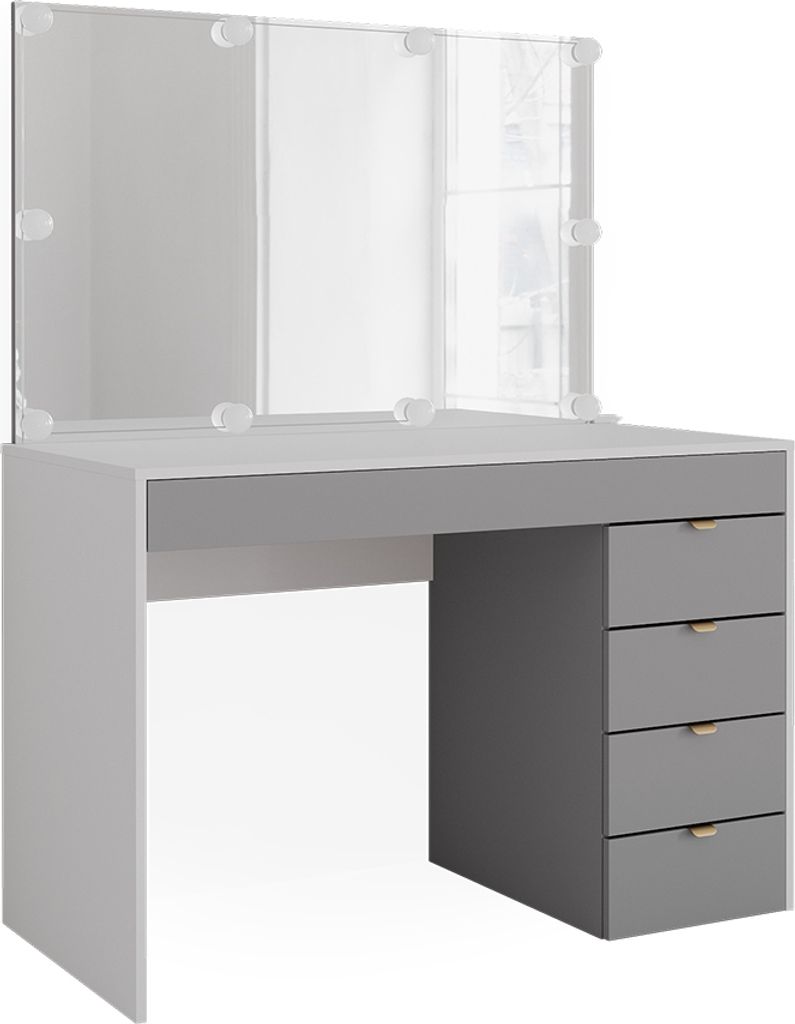 Schminktisch Vicco Elise Weiß/Grau/Grau 115 cm mit LED Beleuchtung, Model 41343