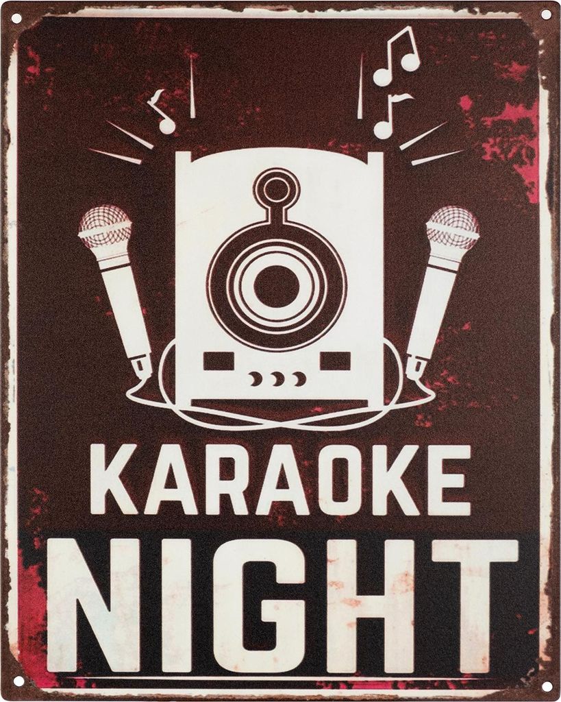 Moritz Blechschild 20 x 25 cm Karaoke Night Deko Metallschild Retro Vintage Retro Sprüche lustig Bar Schild