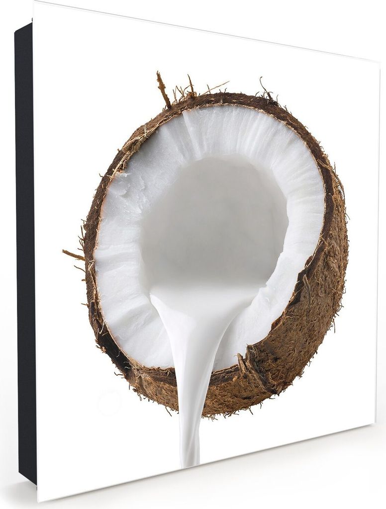 Nachbildung-Schlüsselkasten, Magnetpinnwand und Memoboard mit Glasfront Motiv Milch aus Kokosnuss