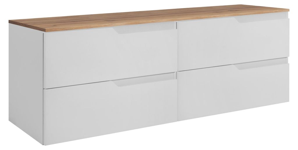 Badezimmer-Unterschrank-Set, Weiß / Eiche Craft, 120 (2 x 60) x 46 x 58 cm