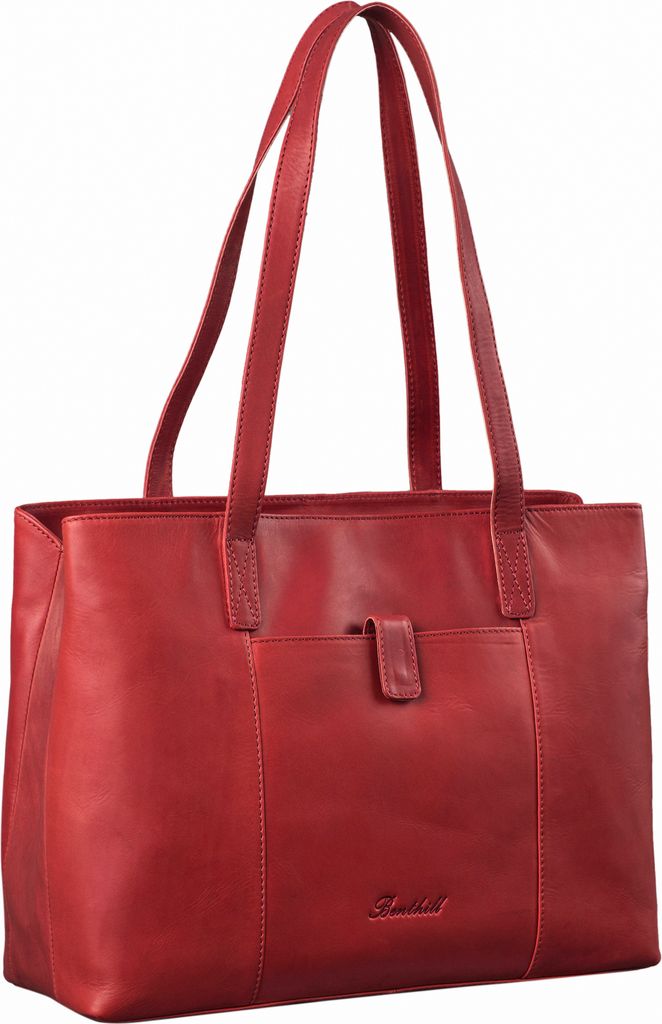 Benthill Damen Tasche Leder - Handtasche aus echtem Rindsleder - Große Schultertasche mit Reißverschluss - Vintage Umhängetasche XL