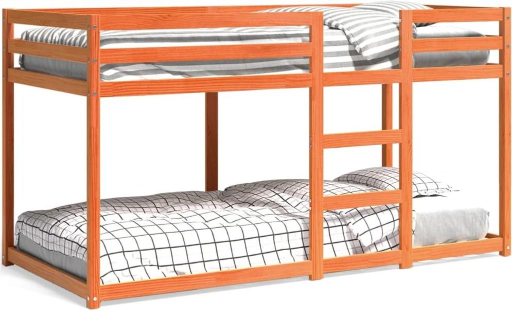 vidaXL Etagenbett Wachsbraun 90x200 cm Massivholz Kiefer