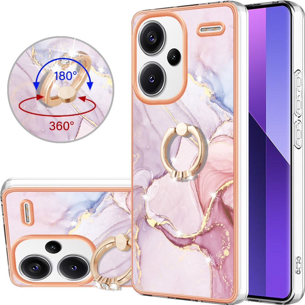 Hülle für Xiaomi Redmi Note 13 Pro+ 5G Muster TPU Silikon Stoßdämpfer Bumper Schutzhülle mit Ring Ständer Kupfer
