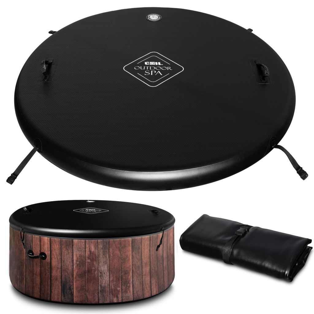 COIL Pool-Abdeckplane, Poolplanen, Outdoor SPA Thermoabdeckung, Poolsicherheit, für Spa mit einem Durchmesser von 175cm, Schwarz