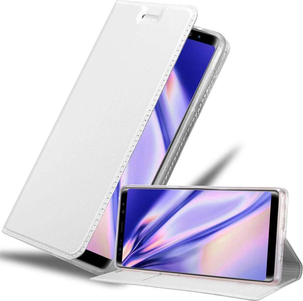 Cadorabo Handyhülle für Samsung Galaxy NOTE 8 Schutz Hülle in Silber Cover Etui Book Case Booklet