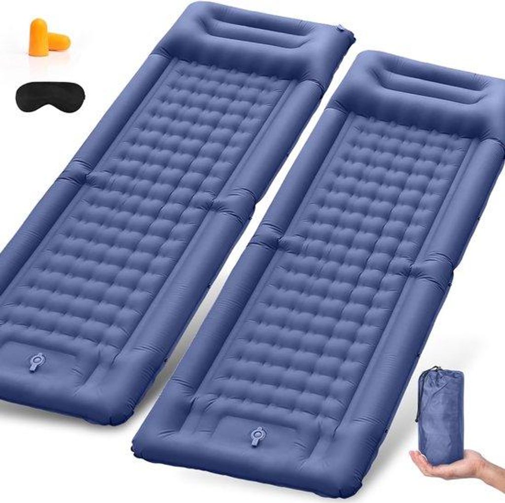 Isolerende Outdoor-Schlafsack, 11 cm dick, ultralicht, wasserfest, mit Fußpumpe und Kopfkissen, für Camping, Wandern, Reisen