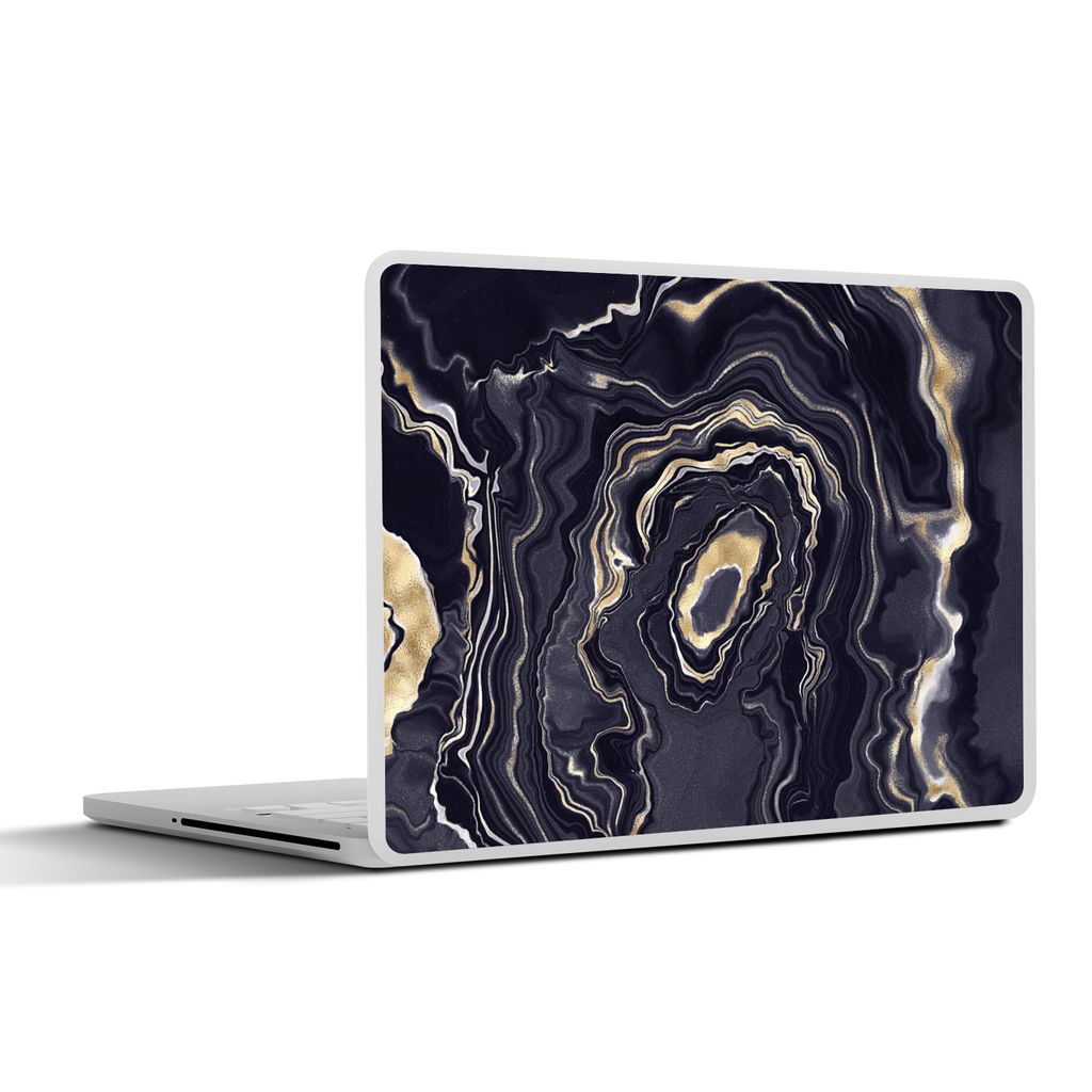 MuchoWow Laptop Aufkleber Sticker Cover Marmor - Geode - Achat - Gold 36.5x27.5 cm - Laptop-Sticker