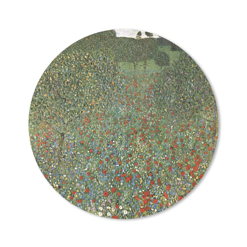 MuchoWow Mauspad Mousepad Mohnfeld - Gustav Klimt 30x30 cm - Mousepads - Maus Mat - Pad - Mausunterlage - Tischunterlage - Schreibtischmatten