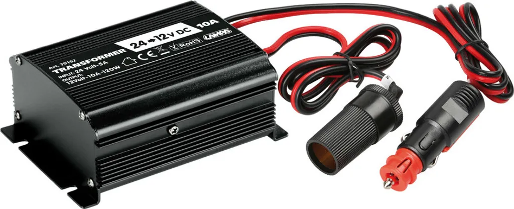 Convertisseur de Tension 24V à 12V 10A pour Camion et Véhicule Industriel