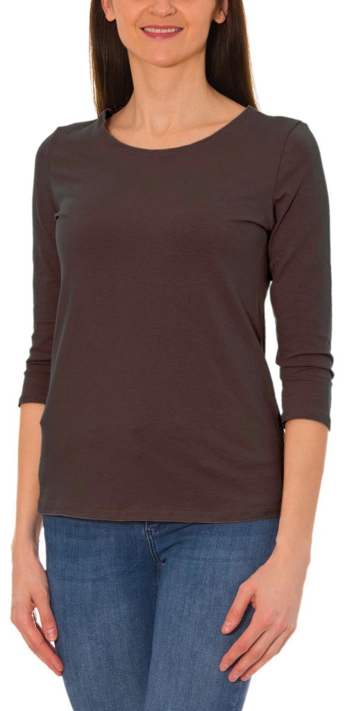 Alkato Damen Shirt 3/4 Arm mit Rundhals, Farbe: Hellbraun, Größe: XL