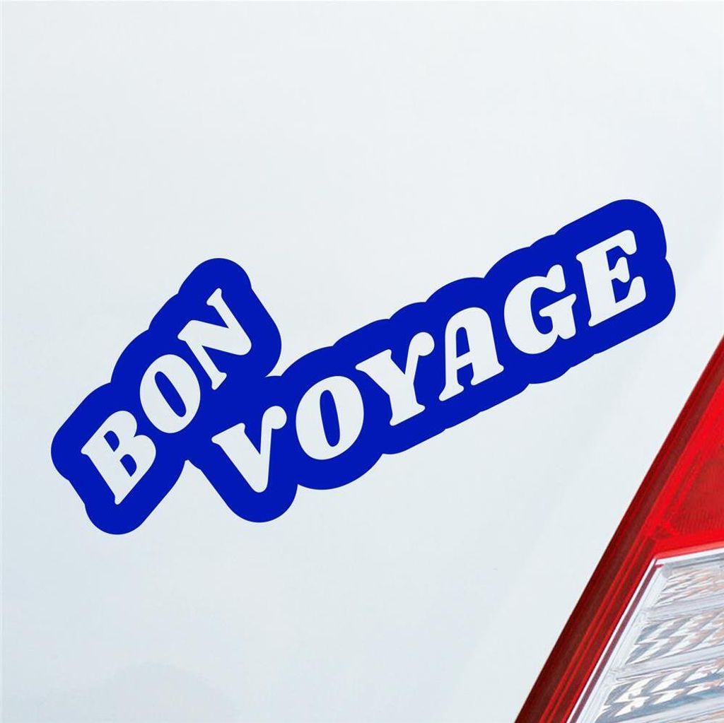 Auto Aufkleber Bon Voyage Gute Reise Urlaub Travel Holiday Car 19x8 cm Dunkelblau Sticker Heckscheibenaufkleber