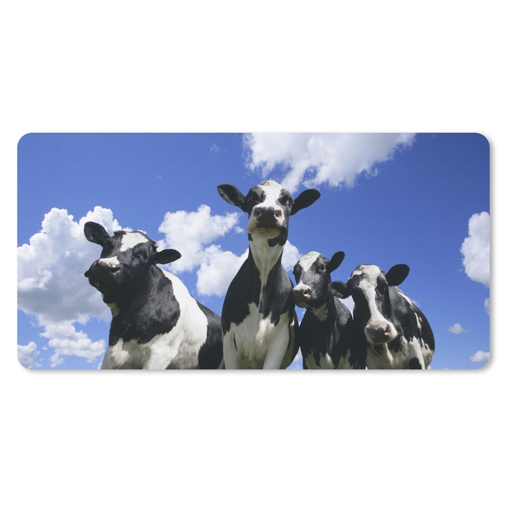 MuchoWow Schreibtischunterlage Kuh - Luft - Tiere 80x40 cm - XXL Mauspad - Gaming Mauspad