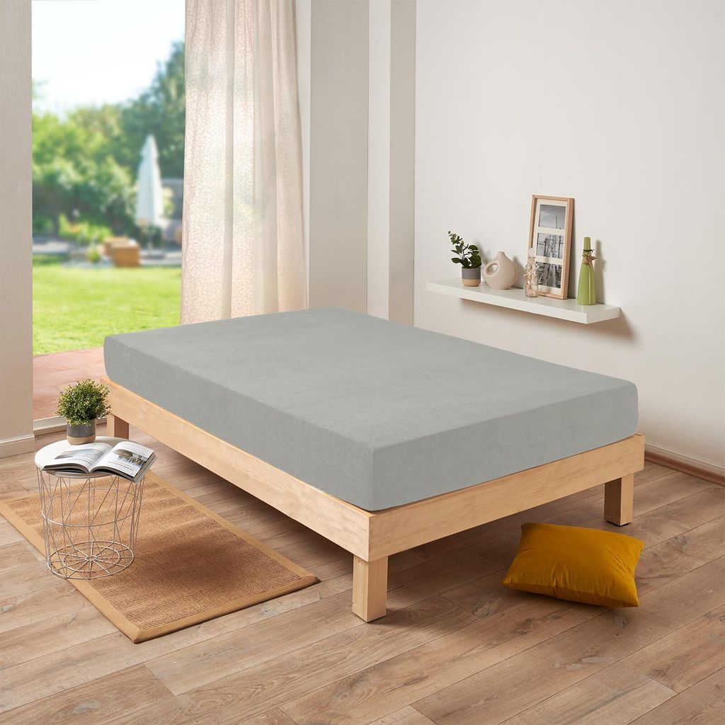Traumschlaf Frottee Stretch Spannbettlaken 180x200 - 200x200 cm grau