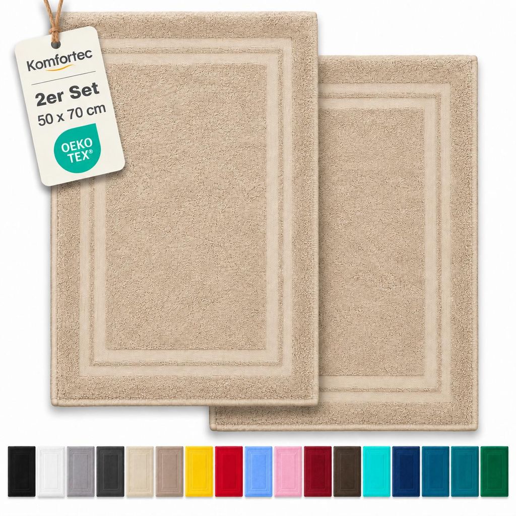 Juego de 2 alfombrillas para baño Komfortec, 50x70 cm, 100% Imagen del producto 