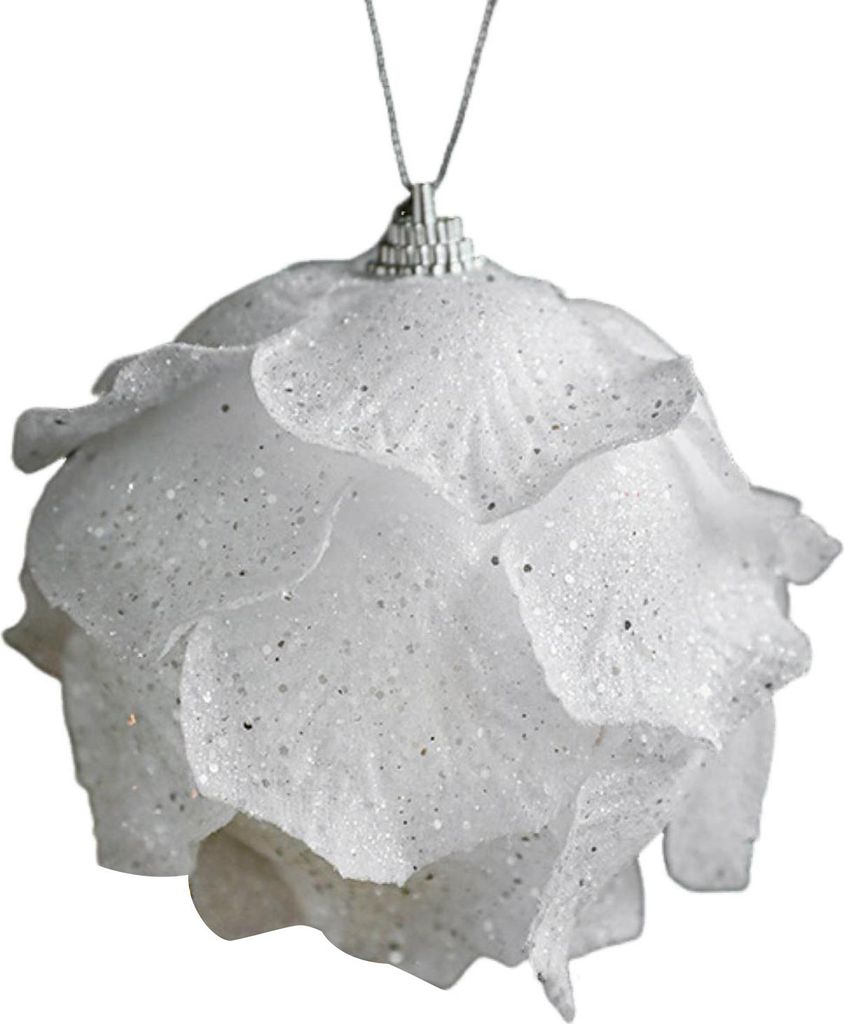 8 cm große weiße Schaumstoff-Weihnachtskugel, schneeweiße Weihnachtsdekoration, leichter Pailletten-Weihnachtsbaumanhänger für Zuhause, Neujahr