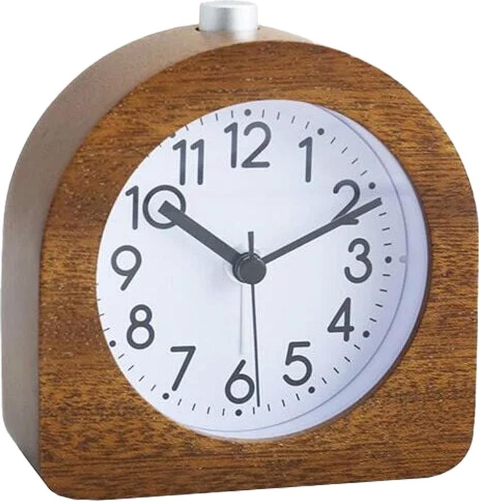 Wecker mit Licht, geräuschloser Wecker, Tonwecker, geräuschlose Retro-Tischuhr aus Massivholz, 9644101 mm