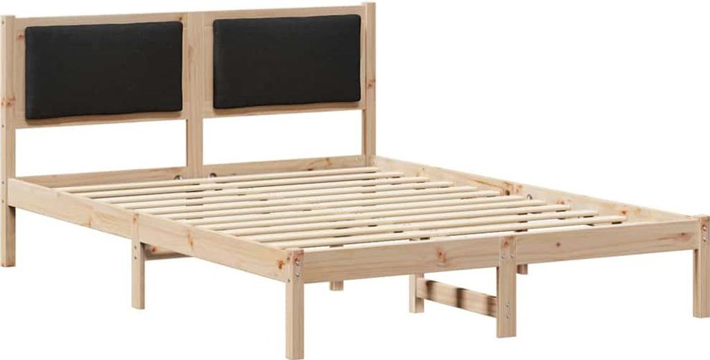 vidaXL Bettrahmen Schwarz 135 x 190 cm Massives Kiefernholz
