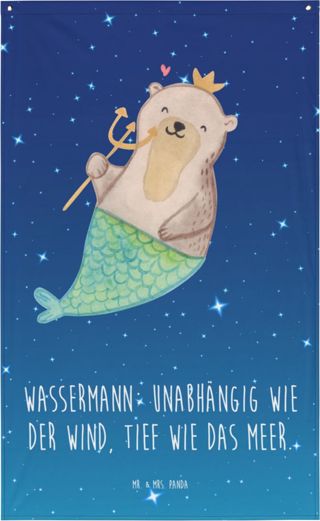 Mr. & Mrs. Panda Tapestry Wassermann Astrologie - Sternenhimmel Blau - Geschenk, Gobelin, Wandtuch, Sternzeichen, Wandbehang, Wandbild, Hängedeko,...