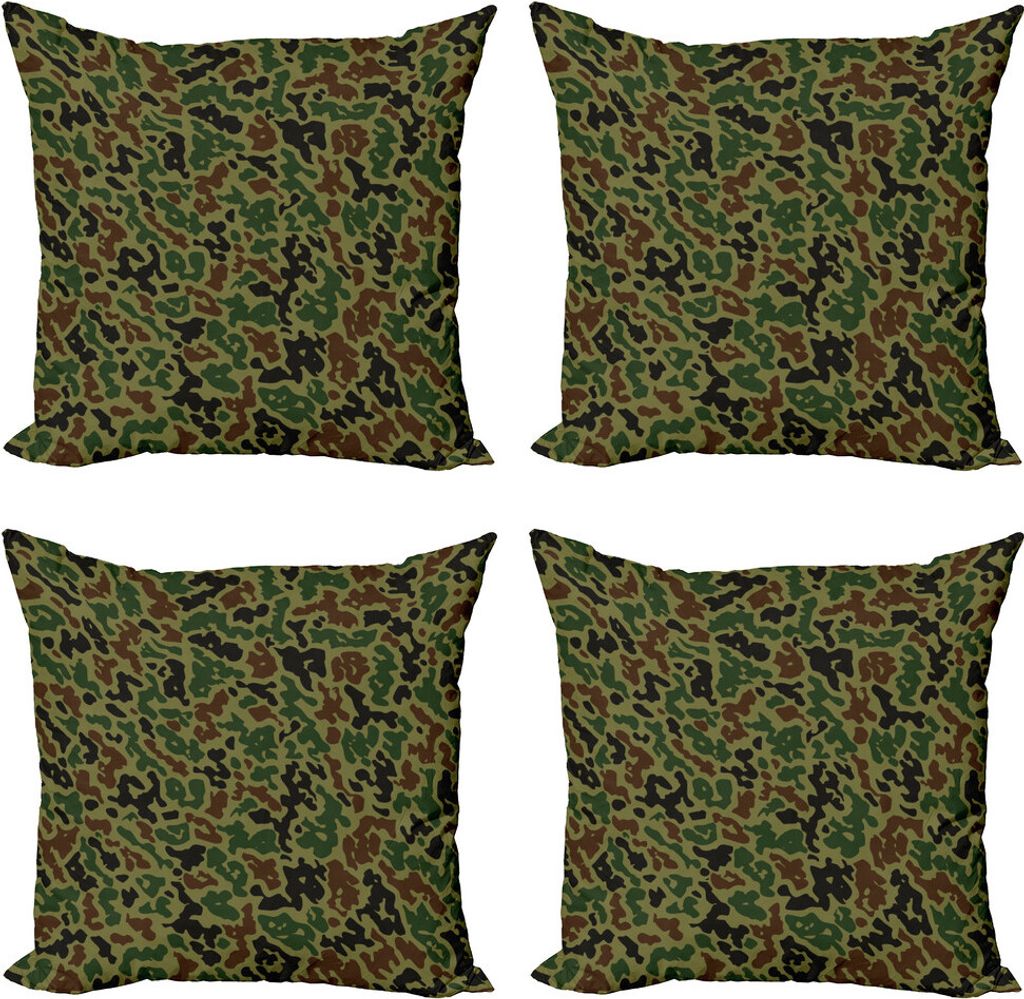 ABAKUHAUS Tarnen Kissenbezug Set (4 Stück), Green Forest Motif, Moderner Doppelseitiger Digitaldruck, 45 cm x 45 cm, Grün Braun Schwarz
