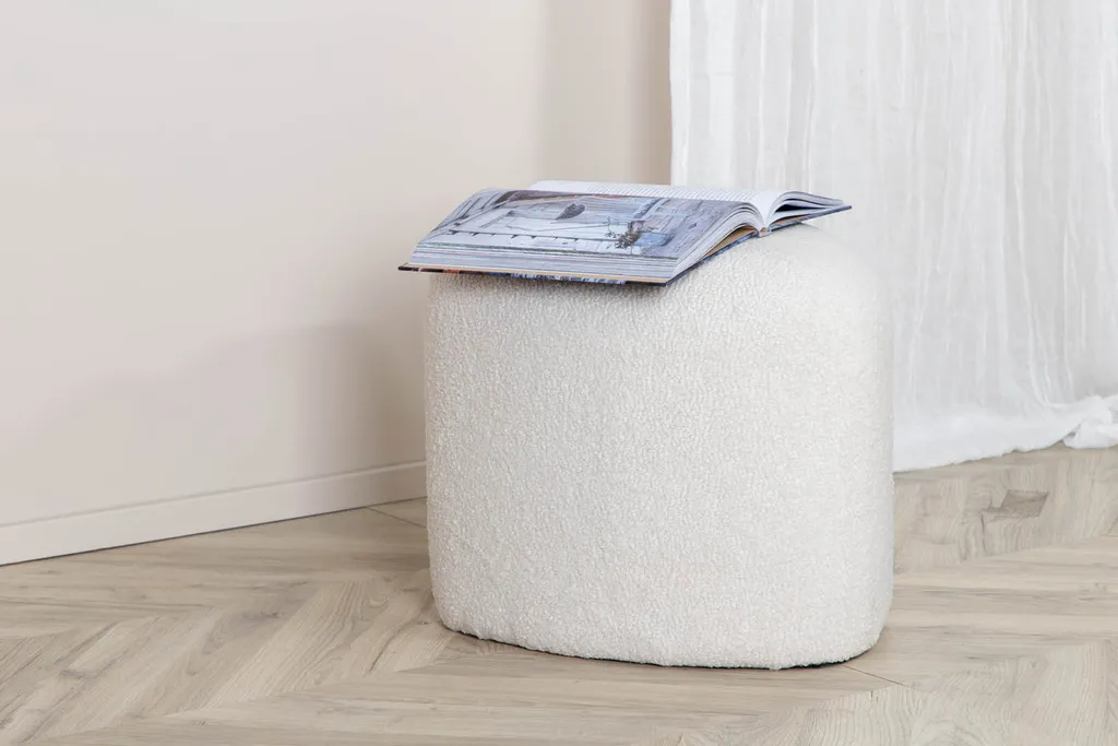Pouf Rotondo Teddy Bianco Peg 46cm - Seduta Extra e Relax - 4